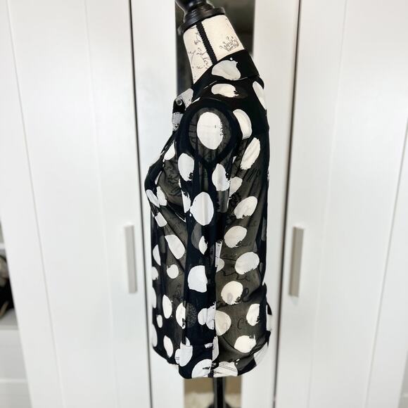 INC International Concepts Sheer Polka Dot Button Blouse Size XS - Picture 5 of 8